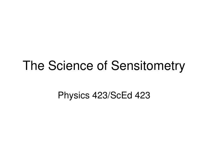 the science of sensitometry n.