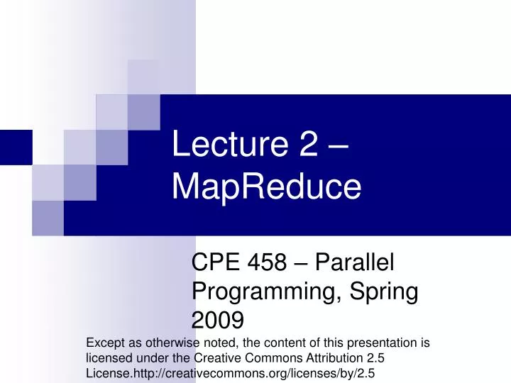 cpe 458 parallel programming spring 2009 n.