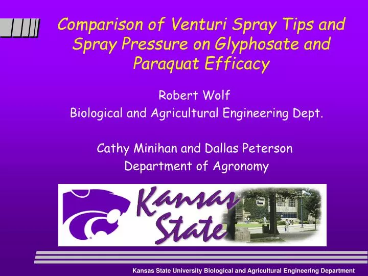 comparison of venturi spray tips and spray pressure on glyphosate and paraquat efficacy n.