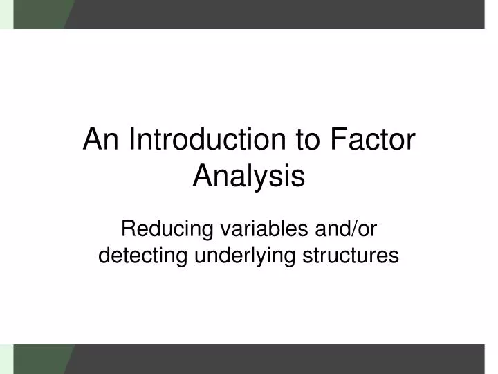 an introduction to factor analysis n.