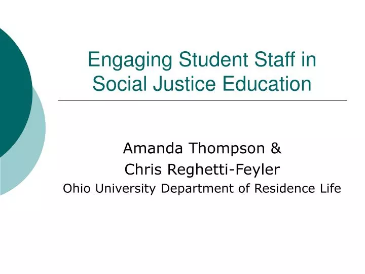 engaging student staff in social justice education n.