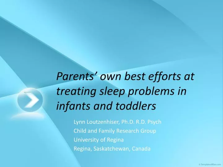 parents own best efforts at treating sleep problems in infants and toddlers n.