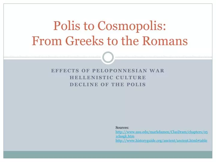 polis to cosmopolis from greeks to the romans n.