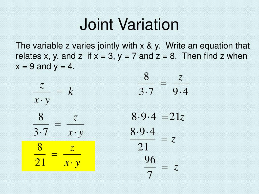 joint variation formula