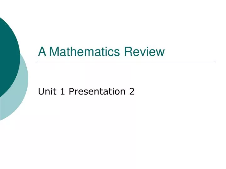 a mathematics review n.