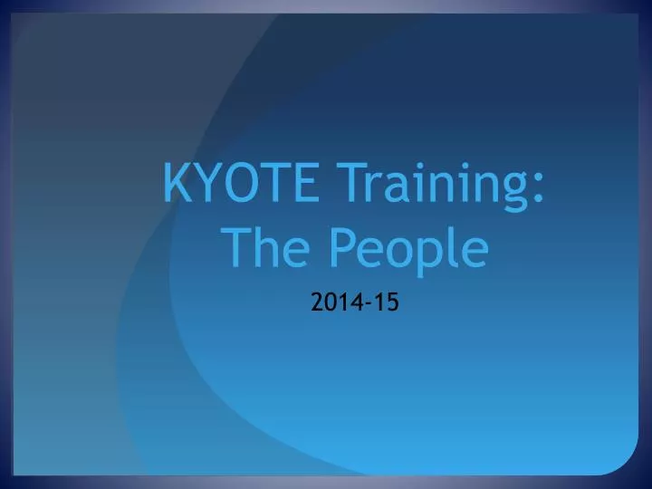 kyote training the people n.