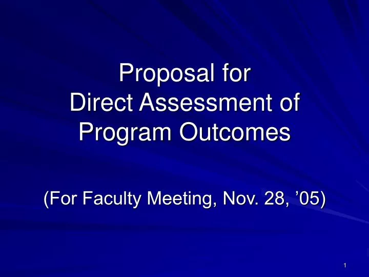 proposal for direct assessment of program outcomes n.