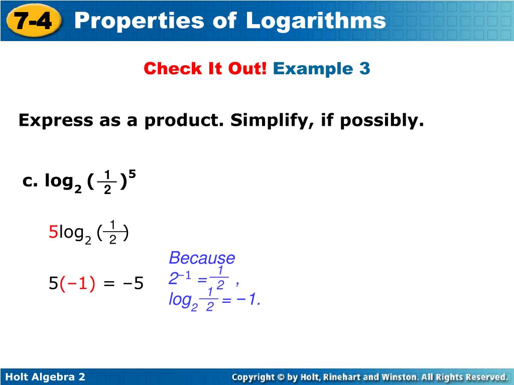 Ppt use properties to simplify logarithmic expressions translate