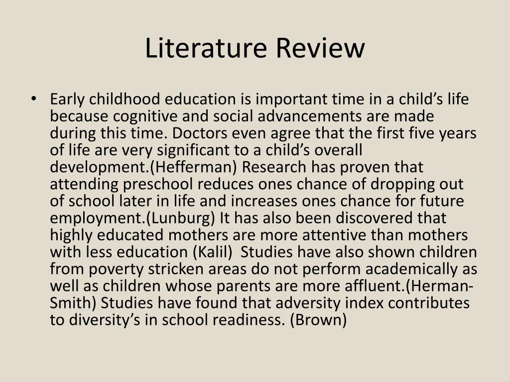 literature review example early childhood