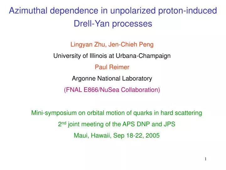 azimuthal dependence in unpolarized proton induced drell yan processes n.