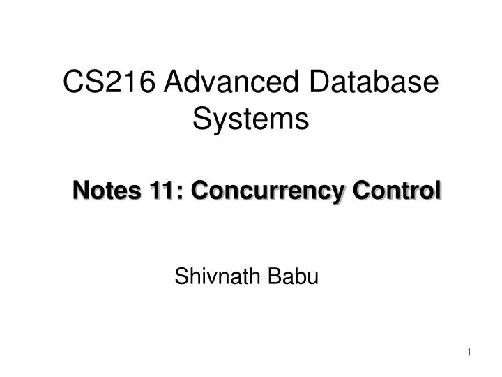 cs216 advanced database systems n.