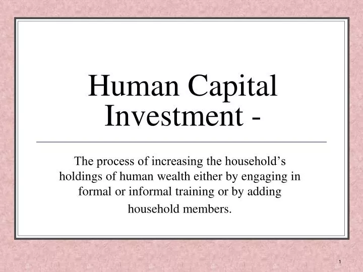 human capital investment n.