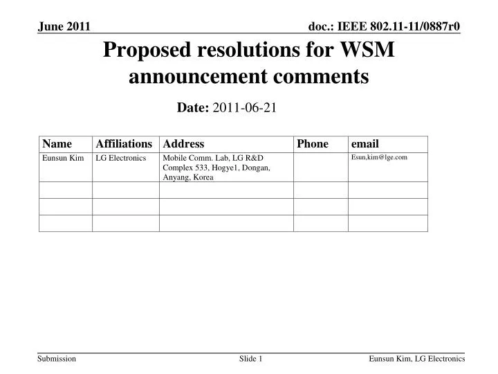proposed resolutions for wsm announcement comments n.