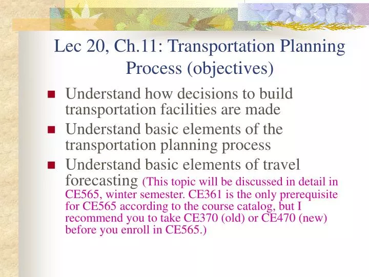 lec 20 ch 11 transportation planning process objectives n.