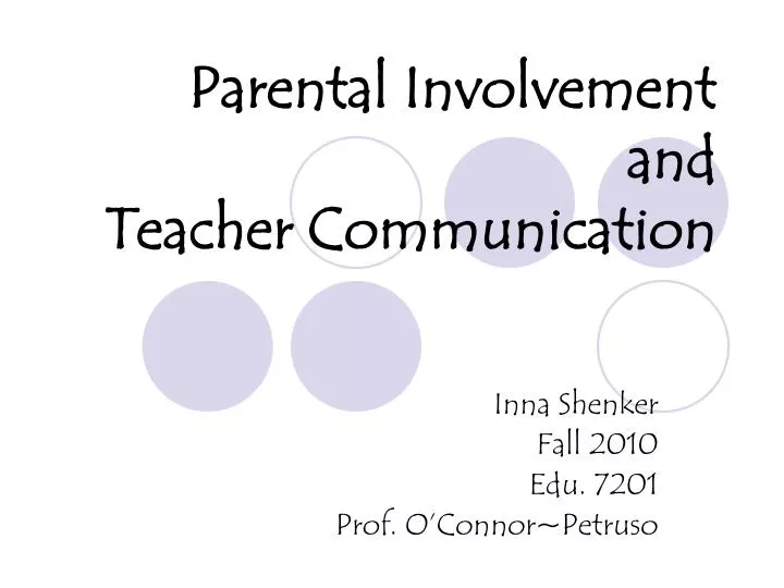 parental involvement and teacher communication n.