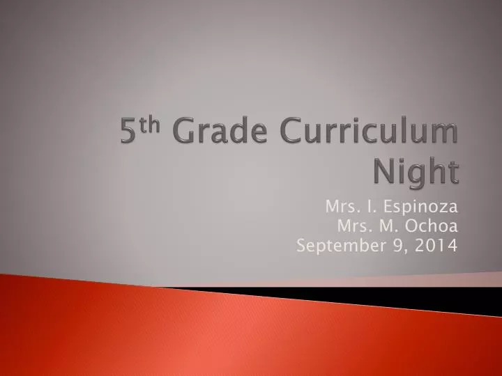 5 th grade curriculum night n.