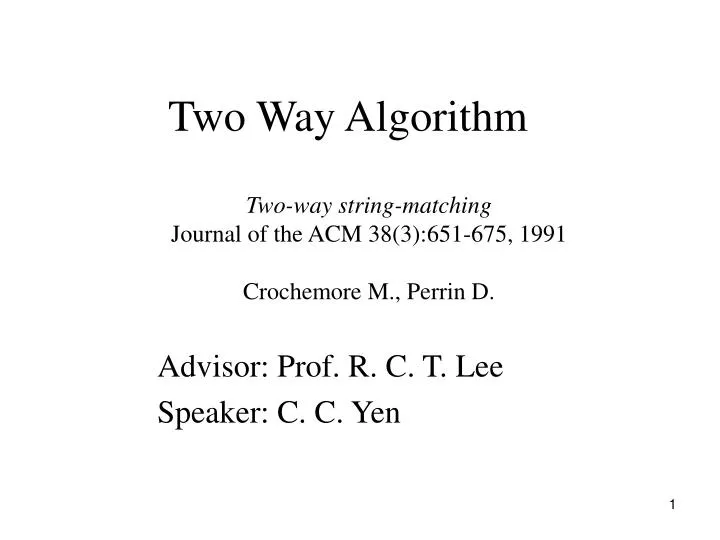two way algorithm n.