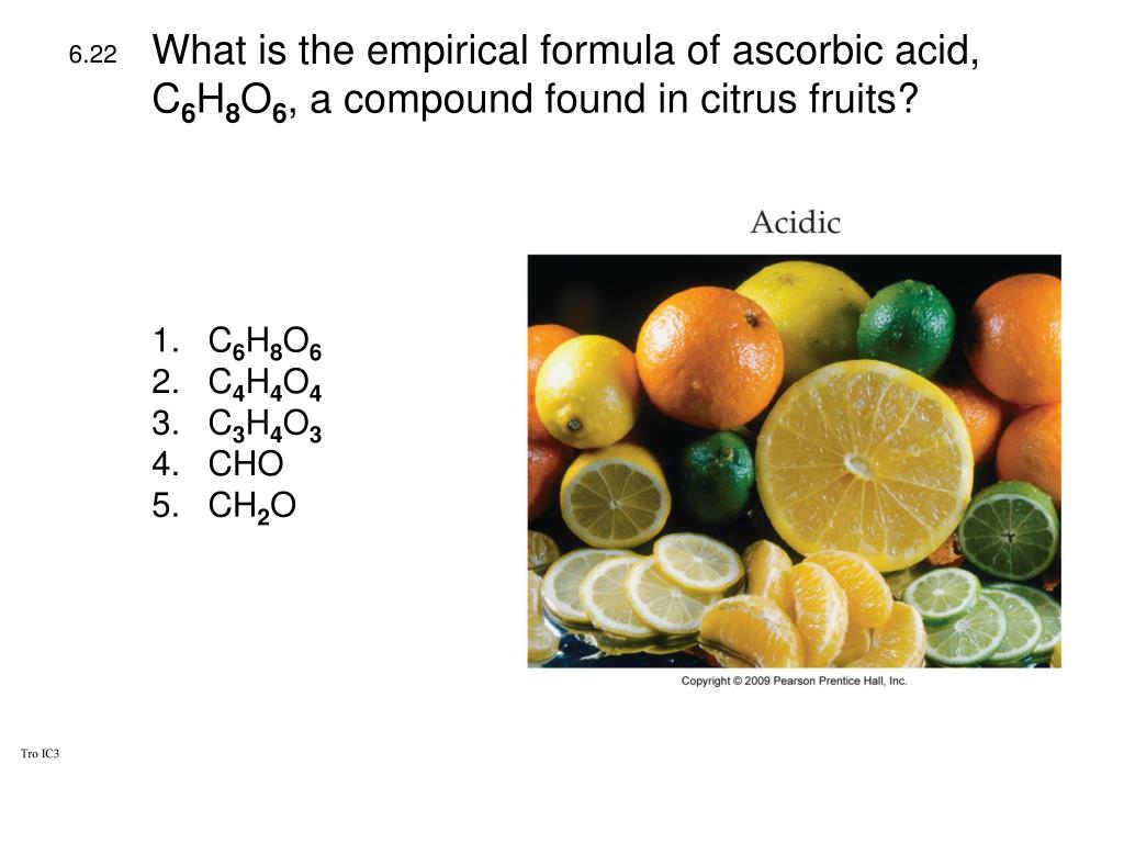 Ascorbic acid empirical formula
