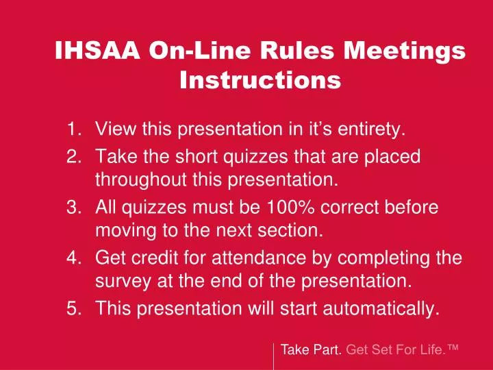 ihsaa on line rules meetings instructions n.