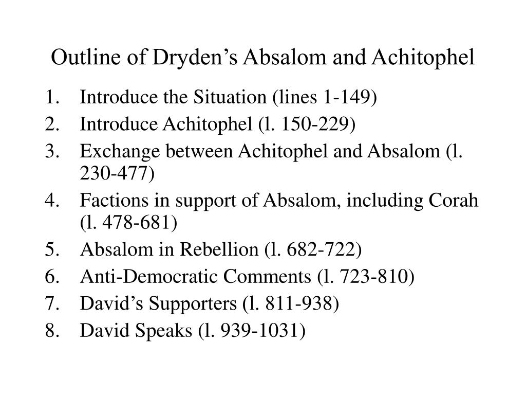Ppt Outline Of Dryden S Absalom And Achitophel Powerpoint