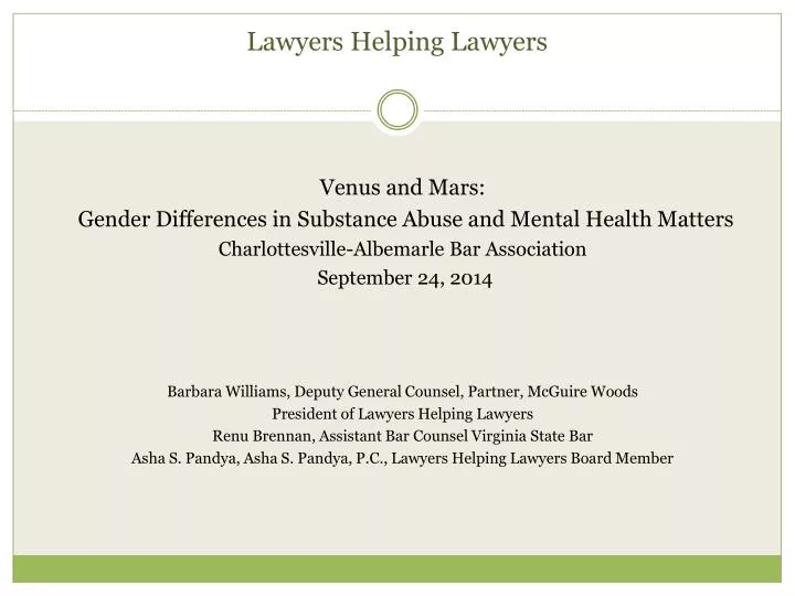 venus mars gender issues in addiction and recovery lawyers helping lawyers n.