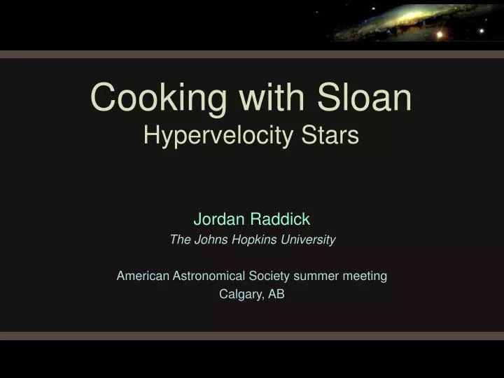 cooking with sloan hypervelocity stars n.