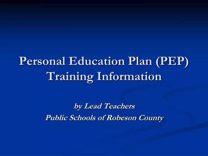 personal education plan pep training information n.