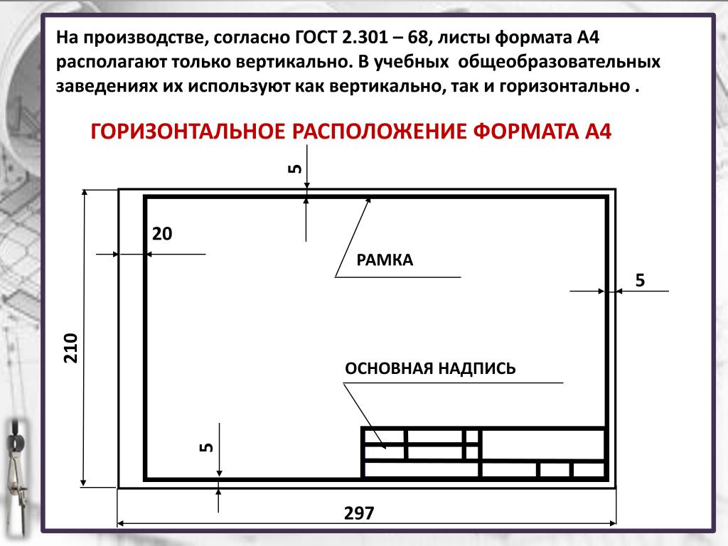 Надпись чертежа а4