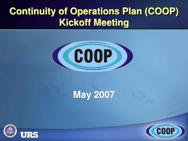 continuity of operations plan coop kickoff meeting n.