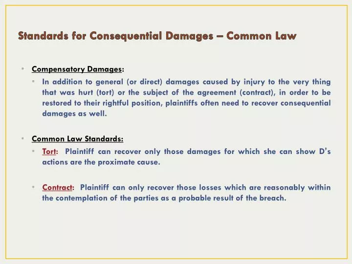 standards for consequential damages common law n.