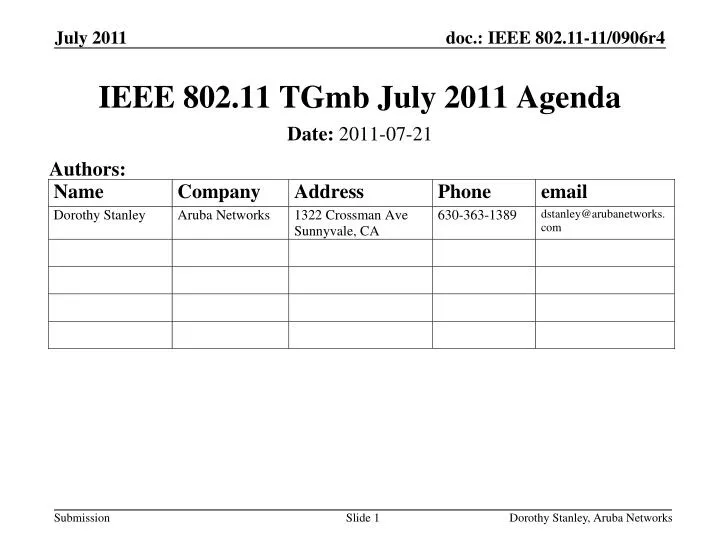 ieee 802 11 tgmb july 2011 agenda n.