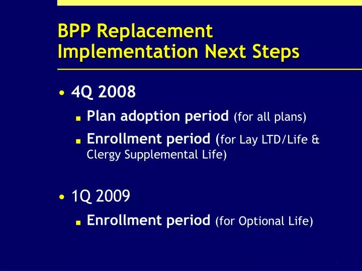 bpp replacement implementation next steps n.