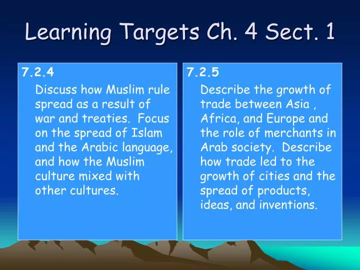 learning targets ch 4 sect 1 n.