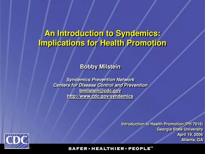 an introduction to syndemics implications for health promotion n.