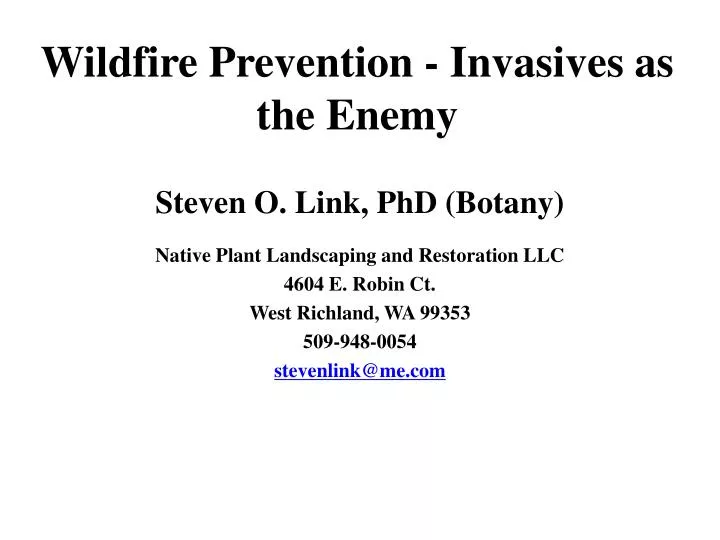 wildfire prevention invasives as the enemy n.