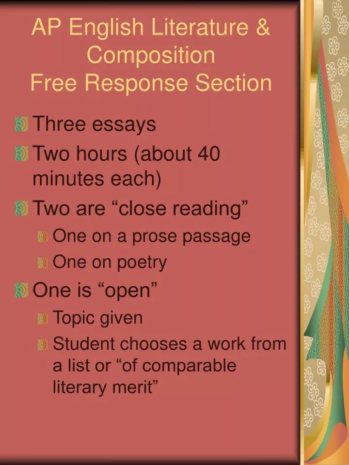 ap english literature and composition free response sample essays
