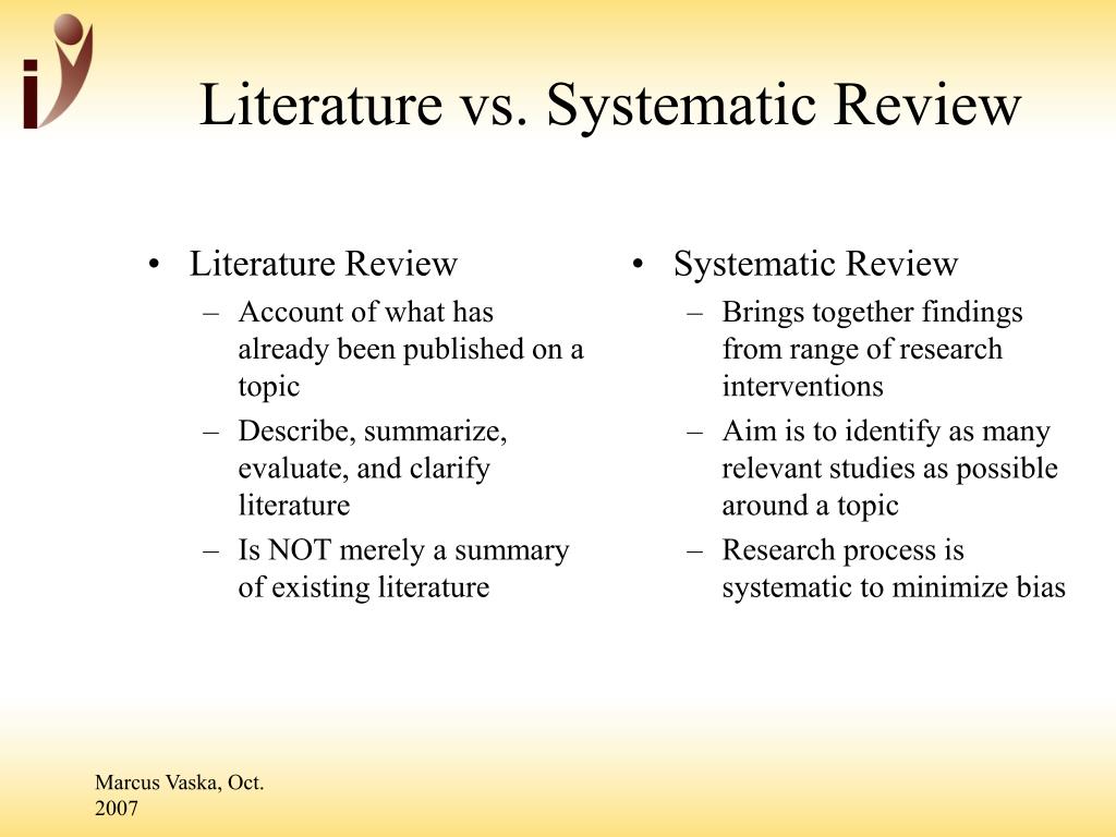 are systematic reviews and literature reviews the same