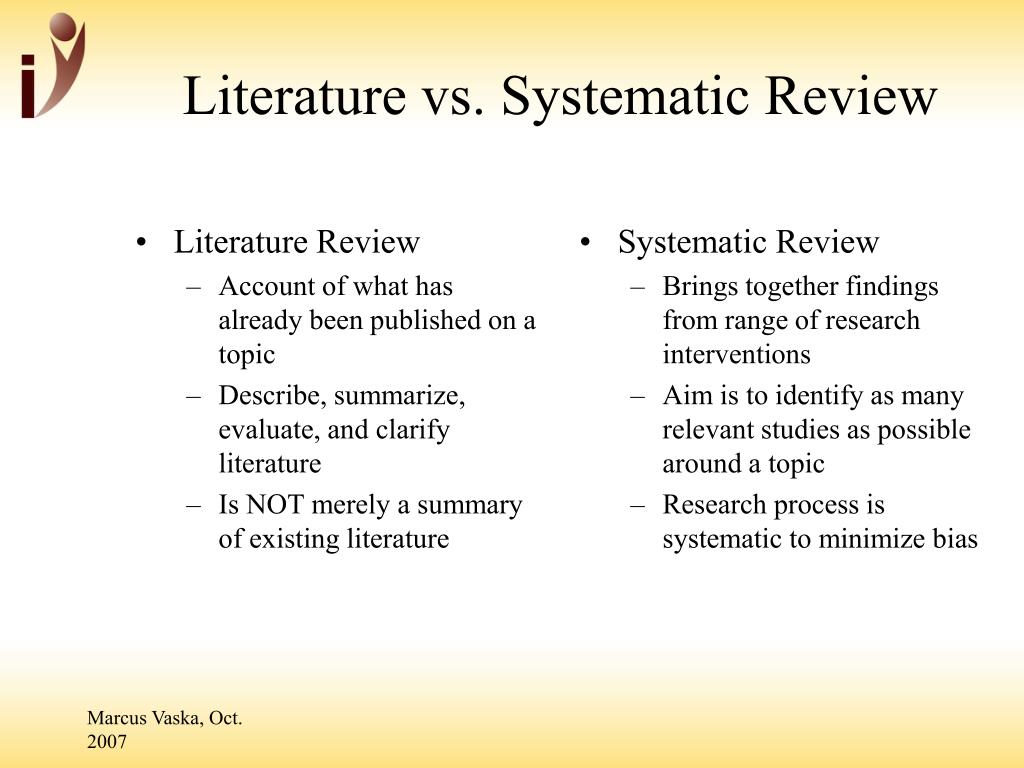 Integrative Literature Review Vs Systematic Review