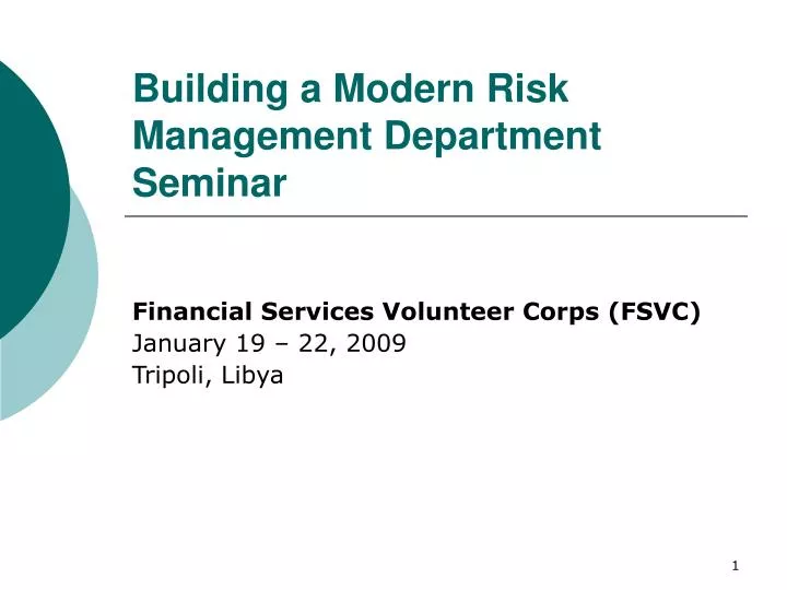 building a modern risk management department seminar n.