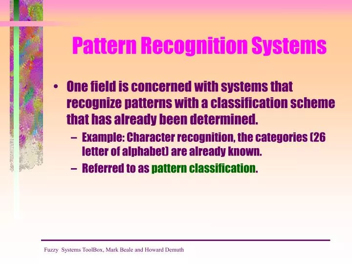 pattern recognition systems n.