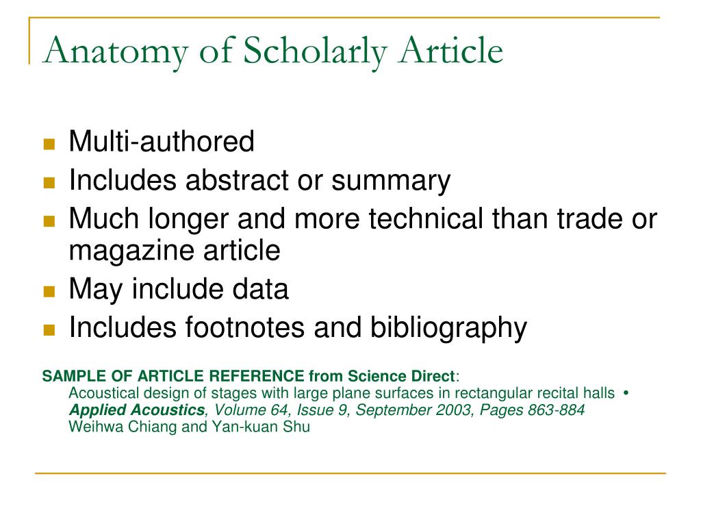 presentation of scholarly article