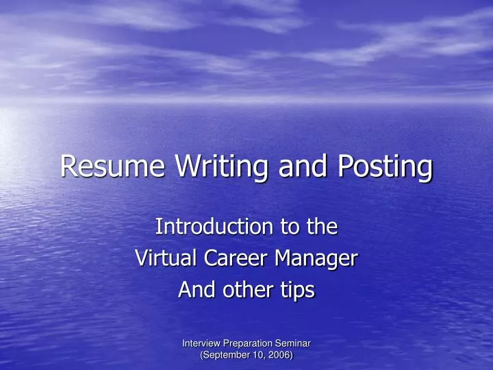 resume writing and posting n.