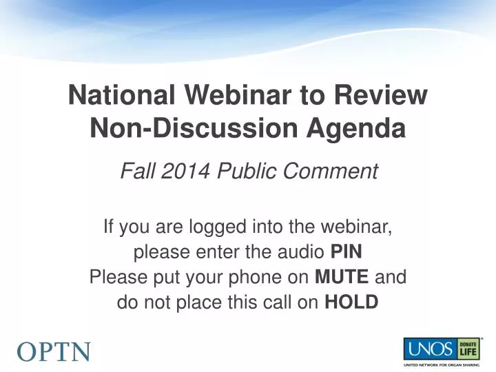 national webinar to review non discussion agenda n.