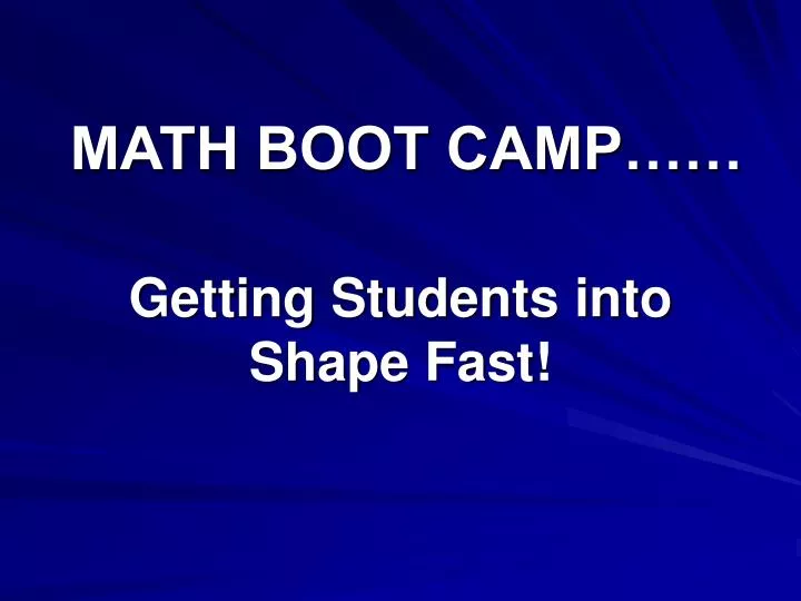 math boot camp n.