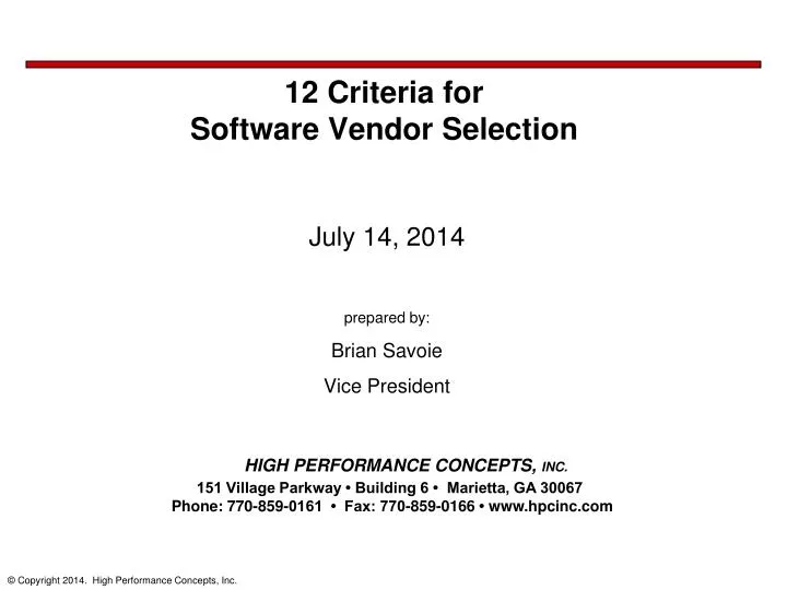 12 criteria for software vendor selection n.