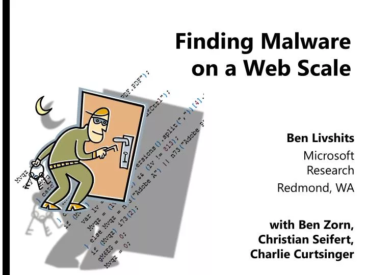 finding malware on a web scale n.