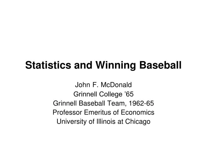 statistics and winning baseball n.