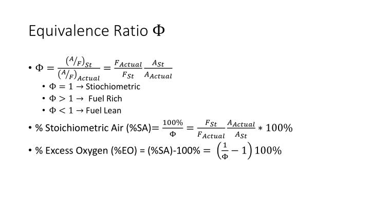 calculate equivalence ratio combustion