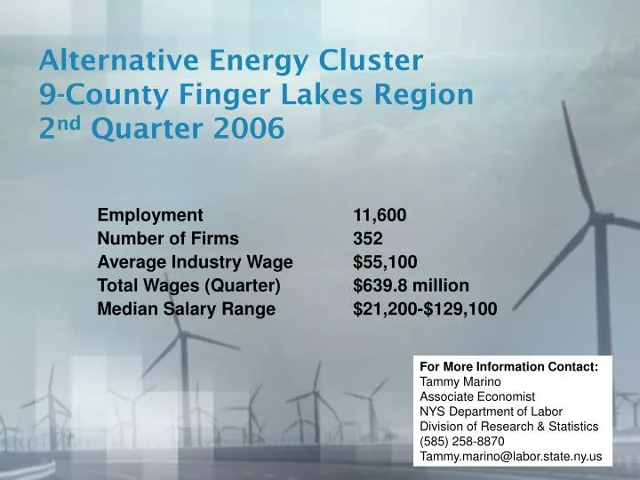 alternative energy cluster 9 county finger lakes region 2 nd quarter 2006 n.