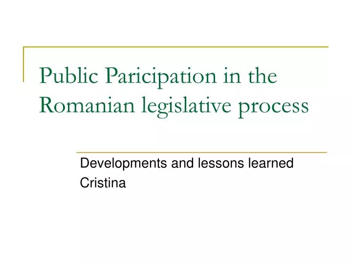 public paricipation in the romanian legislative process n.